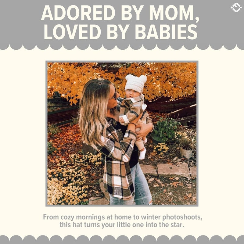 Funky Junque Double Pom Pom Baby Beanie – Newborn Girl Winter Hat 0–12 Months, Cute Cozy Knit Infant Beanies for Cold Weather - Image 5